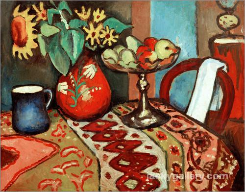 Still-life with sunflowers I, August Macke painting